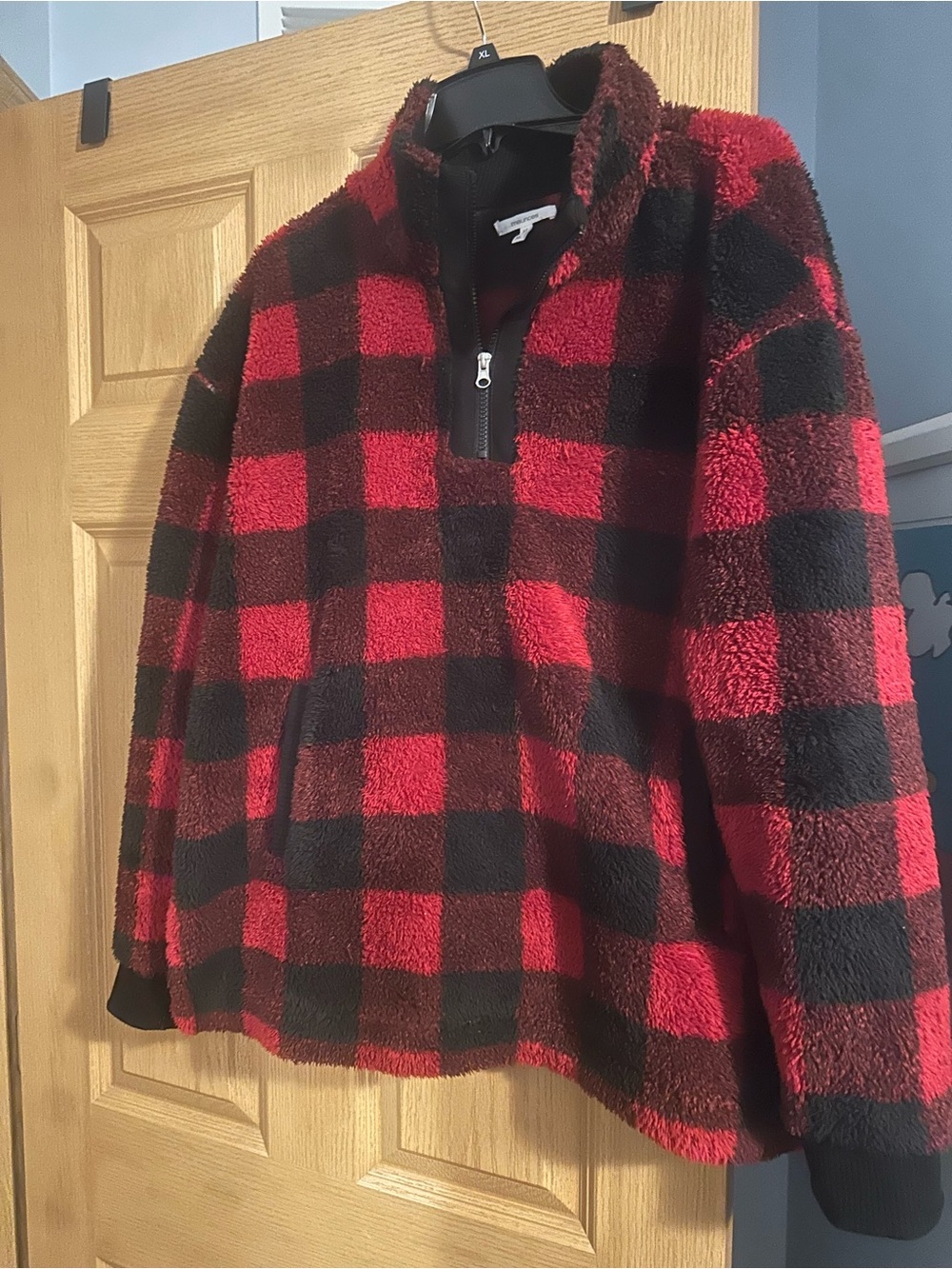 Women’s Red & Black Buffalo Plaid Sherpa Pullover